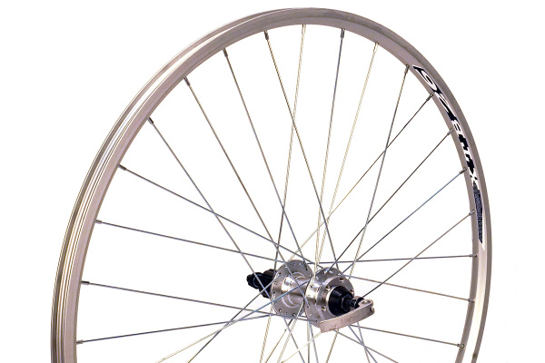 Колесо 27.5" MTB, заднее, двойной обод XTB-26, алюминиевый сплав, серебристая втулка JY-D142TSE, под кассету на 8-9 передач, крепление ротора IS6
